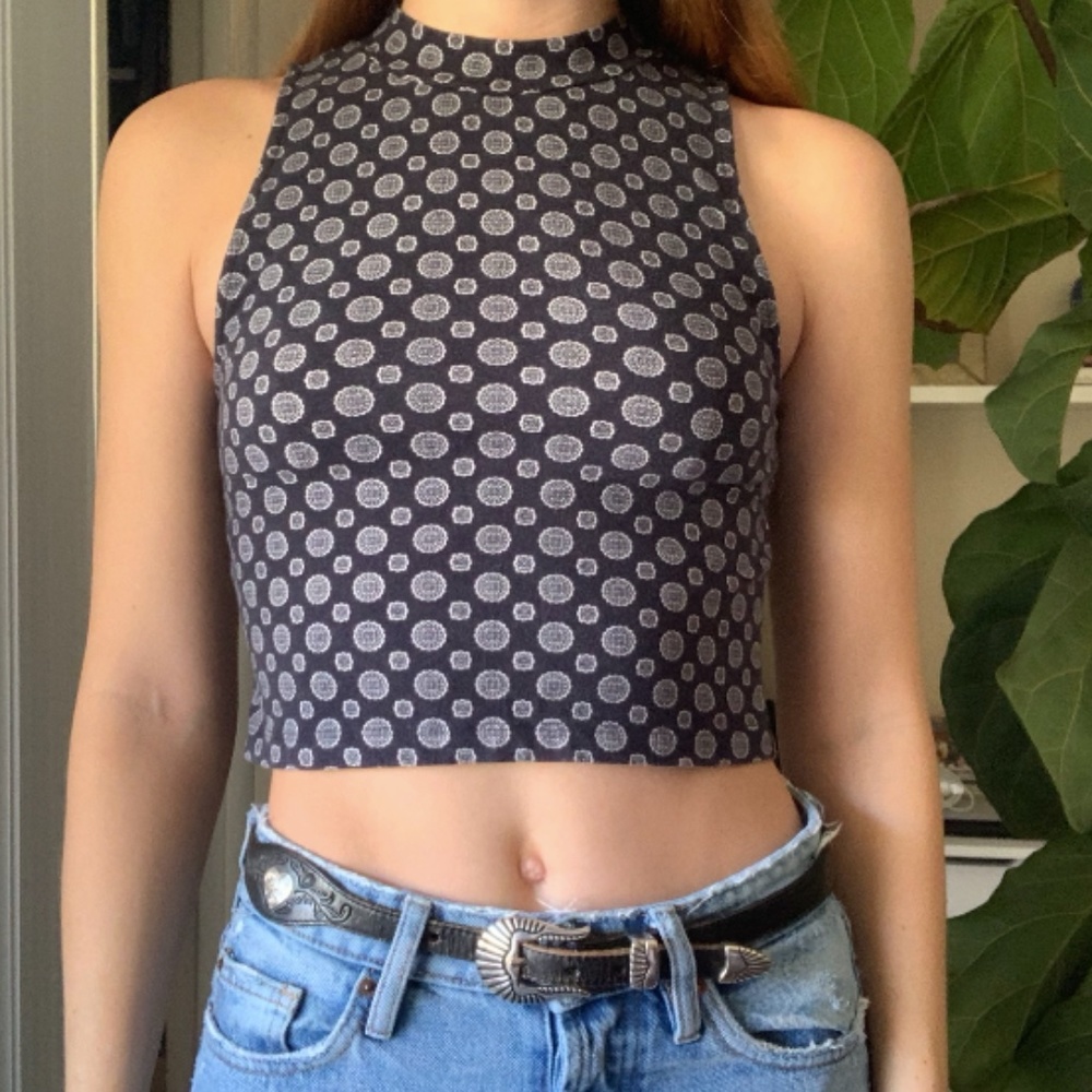 Forever 21 Medallion Print Navy Crop Top